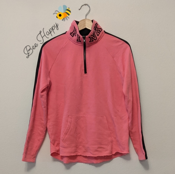 Victoria's Secret PINK Quarter Zip Logo Jacket - Picture 1 of 9